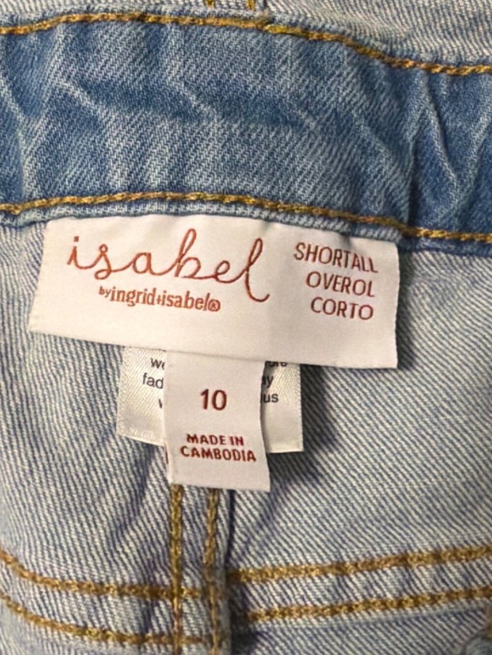 Isabel By Ingrid & Isabel Denim Shortall Overalls Size 10 Distressed Light Wash - Picture 4 of 5